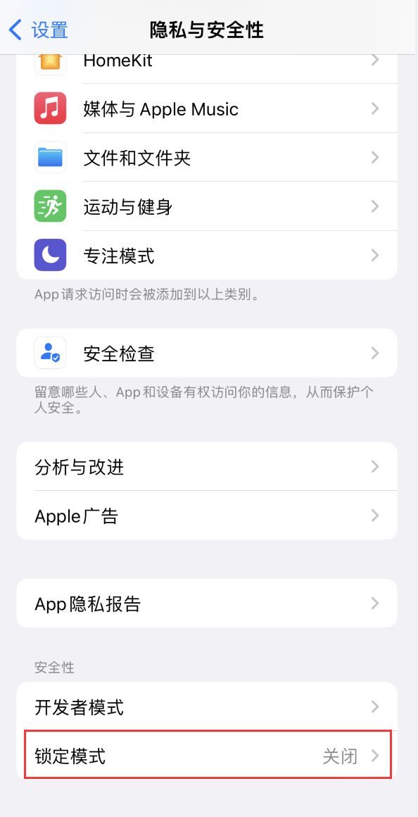 宁晋苹果手机维修分享iOS 16 “锁定模式”是什么 