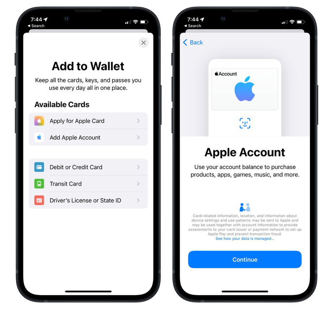宁晋苹果手机维修分享iOS 15.5钱包App如何添加 Apple 账户 