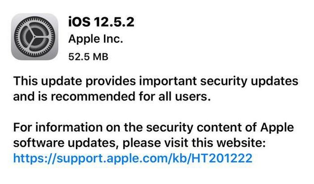 宁晋苹果手机维修分享iOS12.5.2发布，建议所有老苹果用户安装 